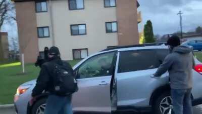 CNN reporter Miguel Marquez is chased out of the BLM protest in front of the police station and his car is egged