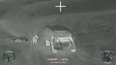 Russian fiber optic fpv drone strikes on Ukrainian vehicles and soldiers, Pokrovsk area. Music from source.
