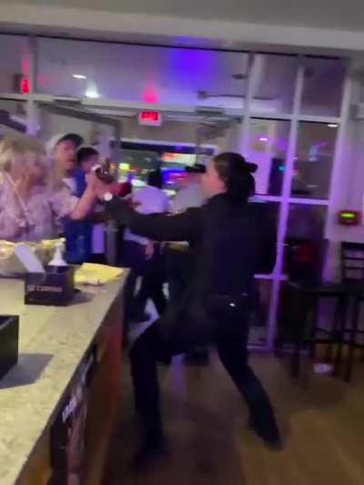 Female officer shows she's ready for duty. Surprise ending.