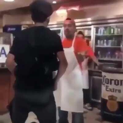 Weak teen tries picking a fight