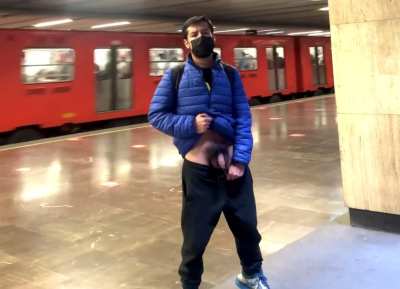 Sometimes you just have to while your cock out while waiting for the metro 🚉