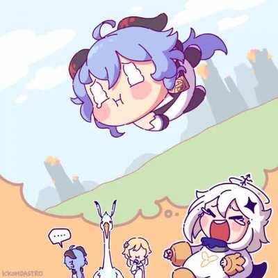 Baby Ganyu rolling down like a little ball