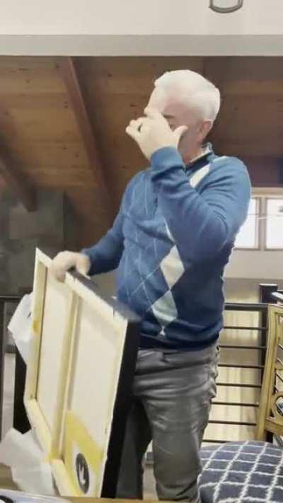 My Dad committed suicide 25 years ago. Never got to meet my son. Wife had a local artist finger paint this for me for Christmas. She’s the best…