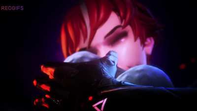 Blythe using her roboarm to grip and lick a mantic's gigantic balls [🔊]