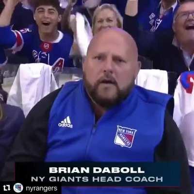 Coach Dabs hyped af at the Rangers game this afternoon!