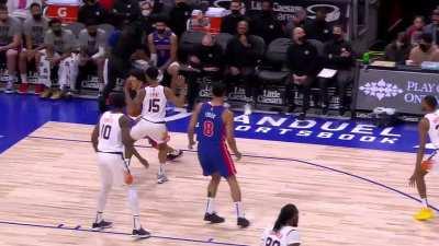 [Highlight] Cade Cunningham throws down the reverse dunk on Jalen Smith and then gets ejected for pointing