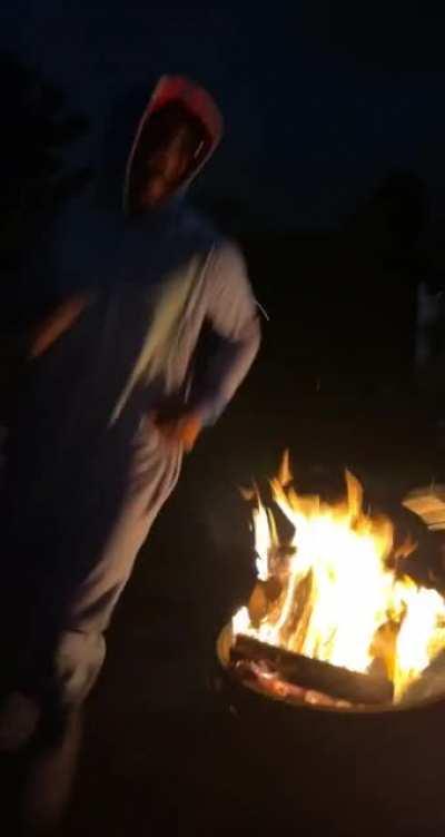 Circling the fire like cavemen