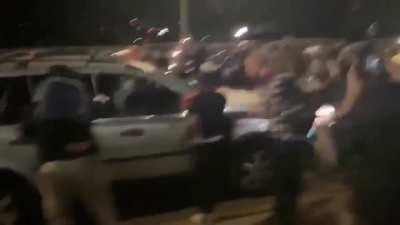 Car drives through BLM protestors