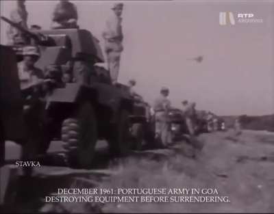 December 1961: The Portuguese Army destroys equipment before surrendering to Indian forces in Goa.