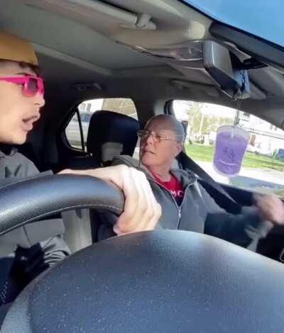 Acting hard in front of momma