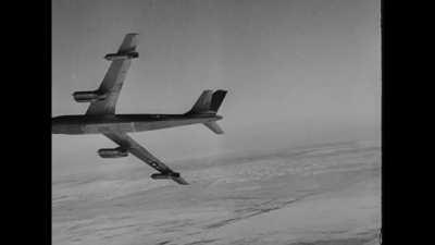 Boeing B-47 Stratojet taking off with the help of 18 RATO bottles
