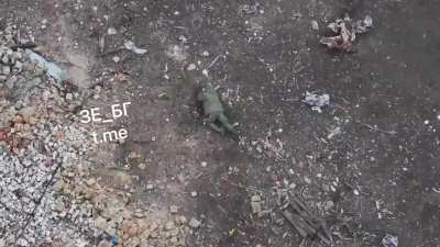 Russian soldier takes multiple grenades (possibly MK19?) to the face (Music Warning)