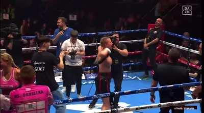 Flashing tits after boxing match win