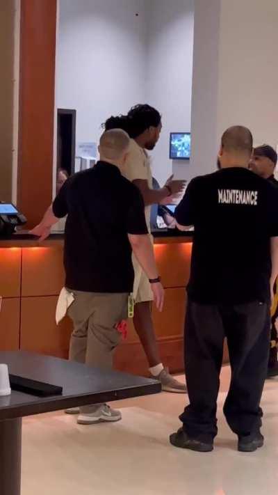 drunk guy kicks in hotel front door before getting dropped by a cop