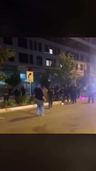 Protester gets maced and shot in the face with a tear gas canister (Grand Rapids, MI)