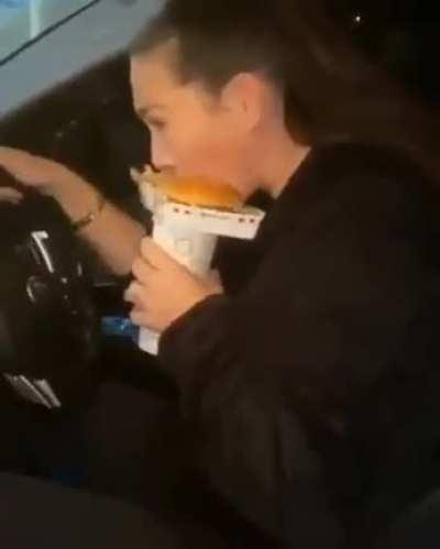 Eating Mcdonalds while driving