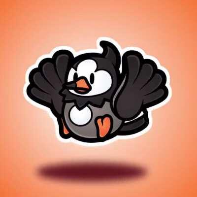 A Paper Starly flying and vibing