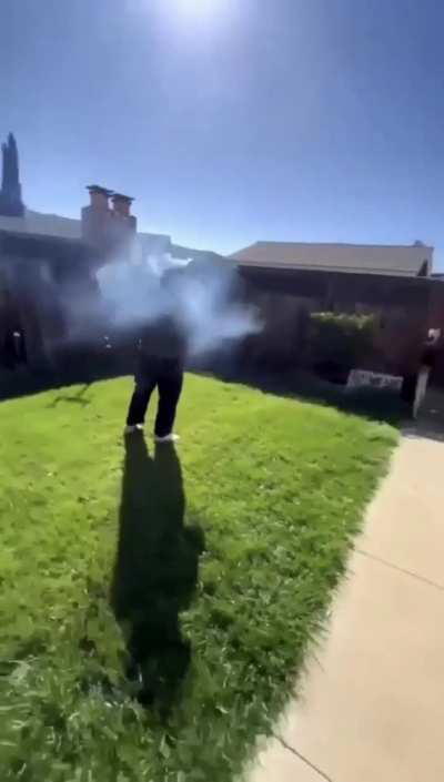 Don't hold lit fireworks