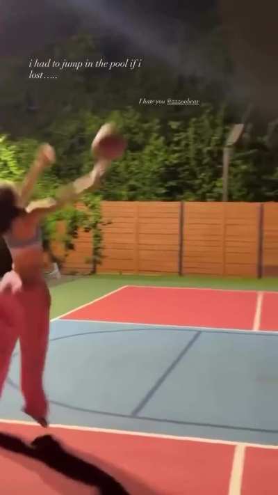 Playing basketball