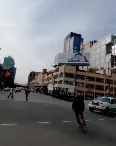Cyclist runs a red light