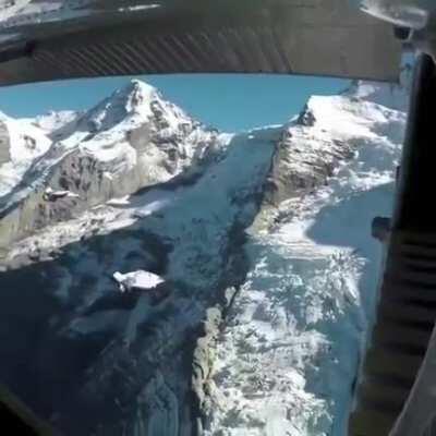 Flying people go woosh into plane