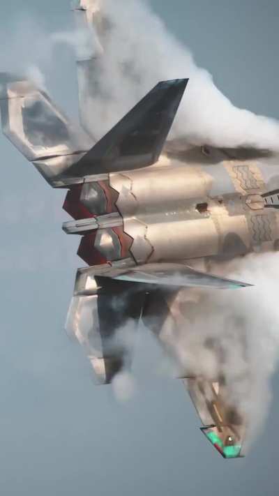 F22 Raptor filmed with a camera so fancy, you can see the vertical stabilizers get all wobbly