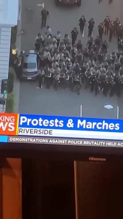 News Chopper Pans Out As Riverside County Sheriff Smashes Car Window For No Reason At Peaceful BLM Protest