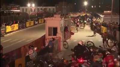 When you get caught in the of a bicycle race