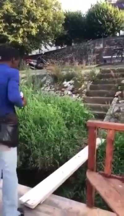 Hold my beer, while I walk across this plank holding my beer.