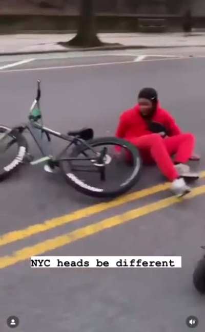 this idiot runs right into a car