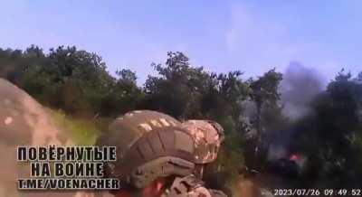UA POV: footage from Ukrainian soldiers on second BMP after lead BMP was hit by a Lancet