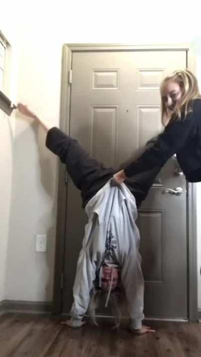 24yo Daughter and Mom Handstand Nipslips