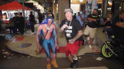 Spiderman in Little Italy, California. Bing bong.