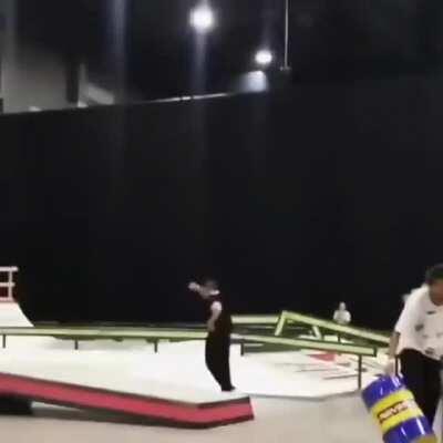 The trick is called a No-comply big spin