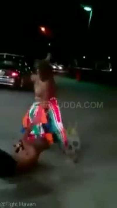 Fat Naked Lady Beats Up 2 Dudes 