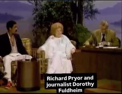 A guest on Johnny Carson says people don’t go hungry in the United States. Richard Pryor respectfully corrects her