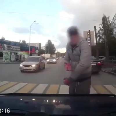 The fraudster is a pedestrian.