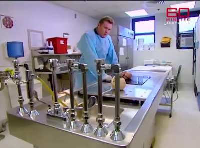 Cutting into a brain of a former football player