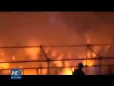A Festival in a Taiwan Water park Erupts in Flames after the Colored powder launch into the crowd caught alight. Party Organizers didn't realize the Powder was Flammable.