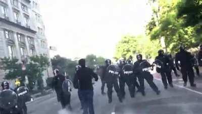 First-Person Perspective of Police Attacking Protesters for St. John's Church Photo-Op