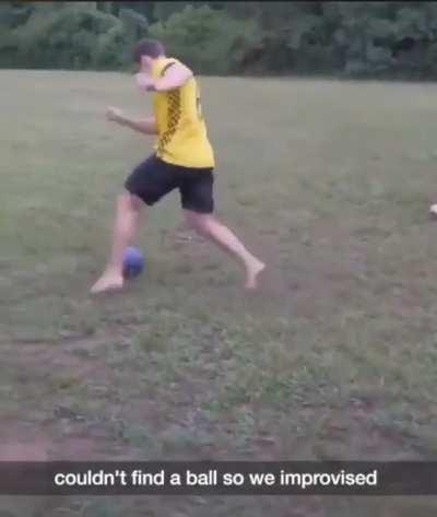 Playing Football with Bowling Ball