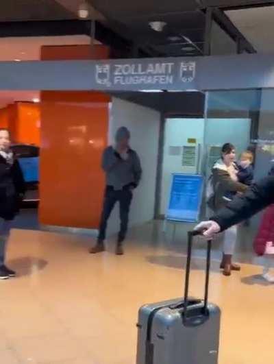 This guy picks up his buddy from the airport.