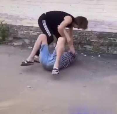 Drunk hits lady. Gets beaten by other drunks. Nsfw