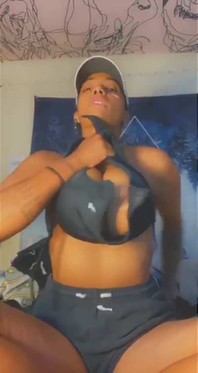 They couldn't wait to come out the sports bra