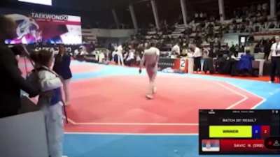 8 year old Albanian girl from Kosovo gets slapped by taekwondo coach since she lost to a Serbian girl