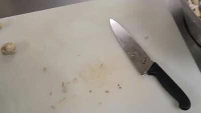 Use an egg slicer to cut your mushrooms.