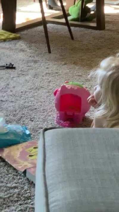 My toddler has apparently stowed away snack fries, I’ve found most of them... except his piggy bank fries.