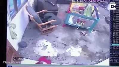 Cat saves toddler from falling down stairs