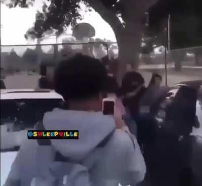 She fights off an entire mob of people