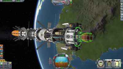 the mintmuncher orbital base is ready, after five years undergoing orbital assembly and research to ready the equipment, it is finally ready to depart for minmus with its crew of 5!